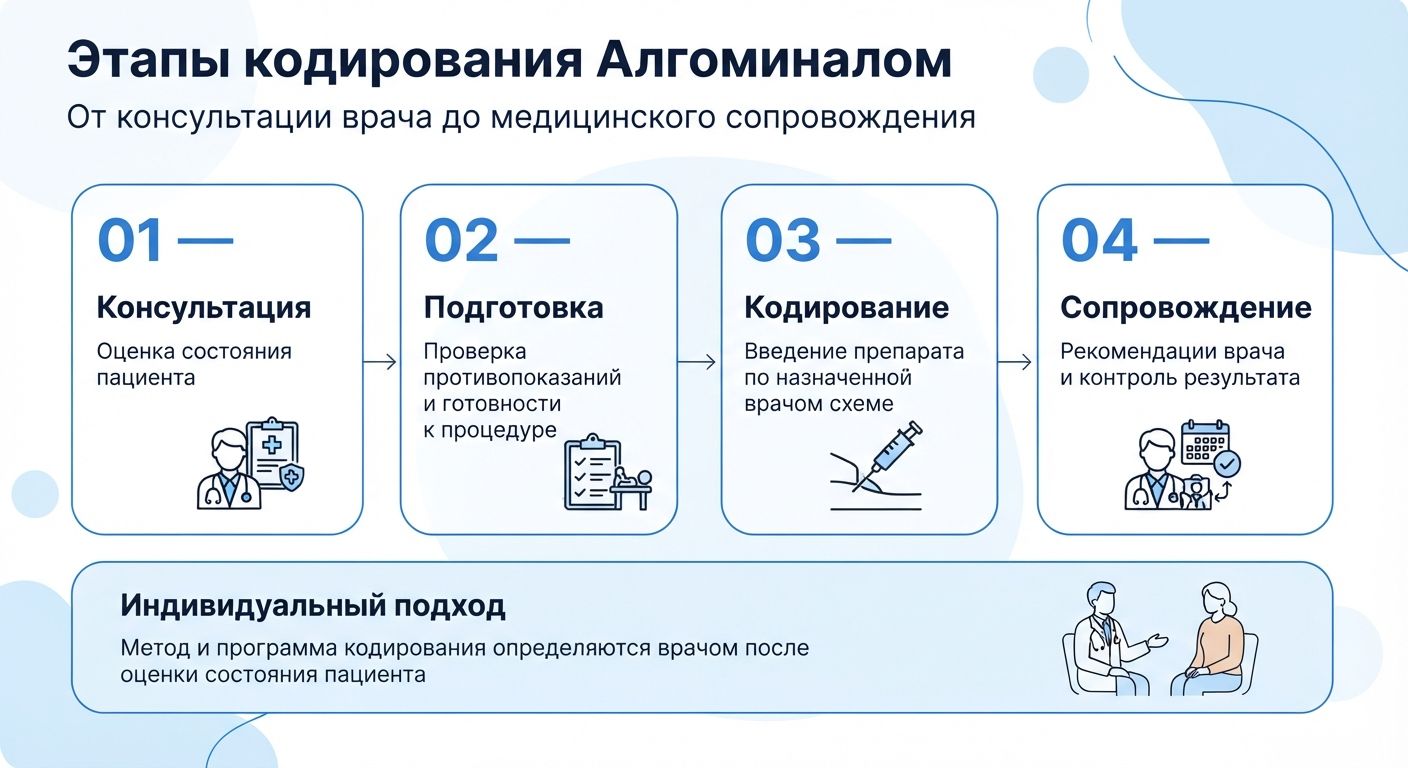 Кодирование препаратом «Алгоминал» в Дмитрове инфографика