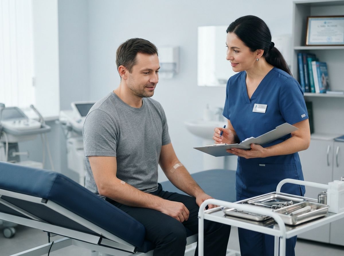 Раскодировка от алкоголя Медсестра проводит осмотр пациента в клинике